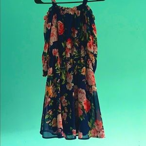 Girls dress- Navy/pink floral